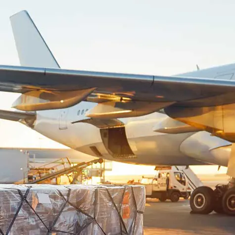 Air Freight cargo being loaded onto an airplane