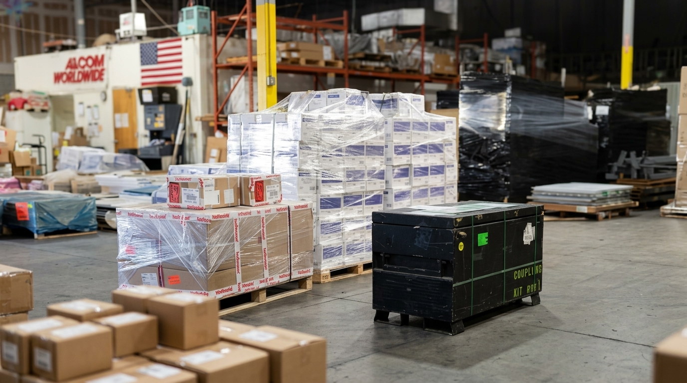 Palletized freight staged for cross-docking in Tampa