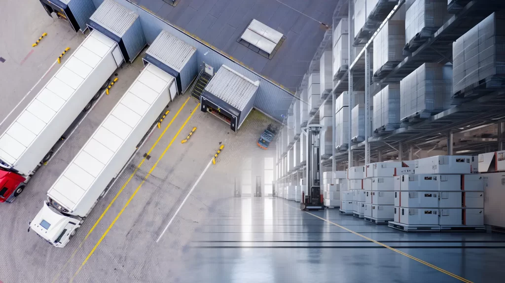 trucks unloading at warehouse for cross dock