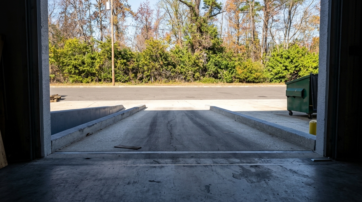 Warehouse loading dock ramp at the Adcom Worldwide Tampa facility